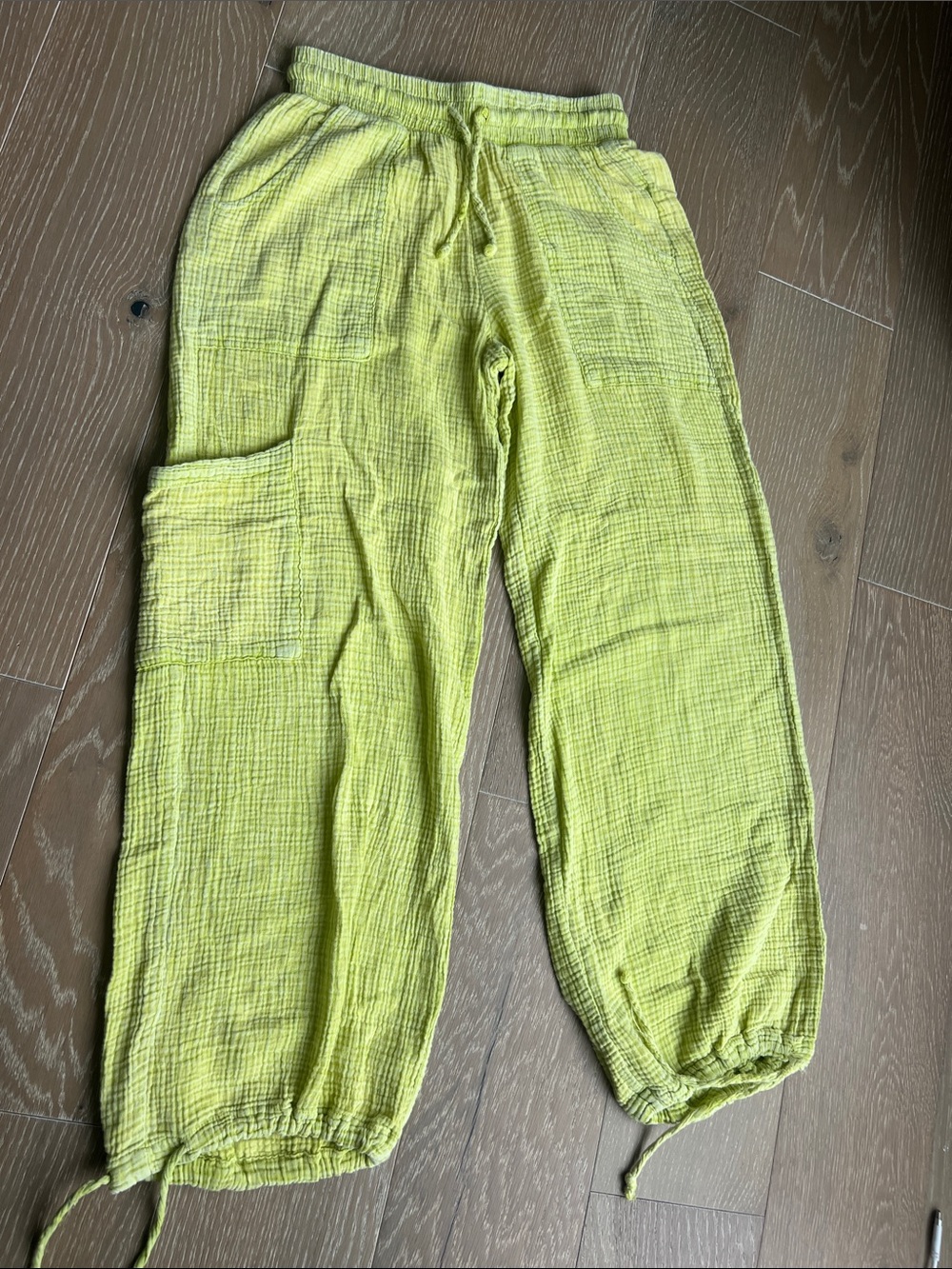 Lightweight green Drawstring Cargo Pants